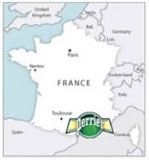 Map of source of Perrier, France